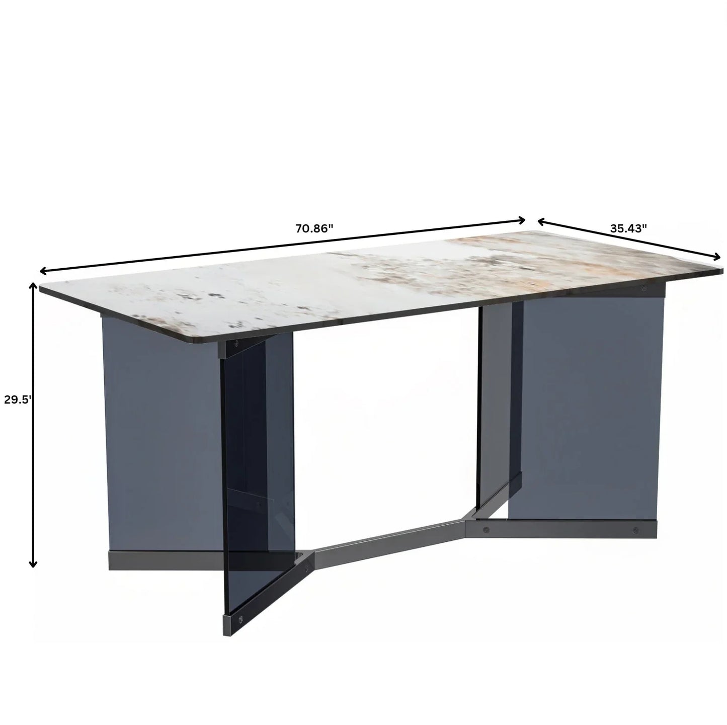 Oryn Modern Rectangular Dining Table with Glass/Sintered Stone Tabletop - Elax Furniture