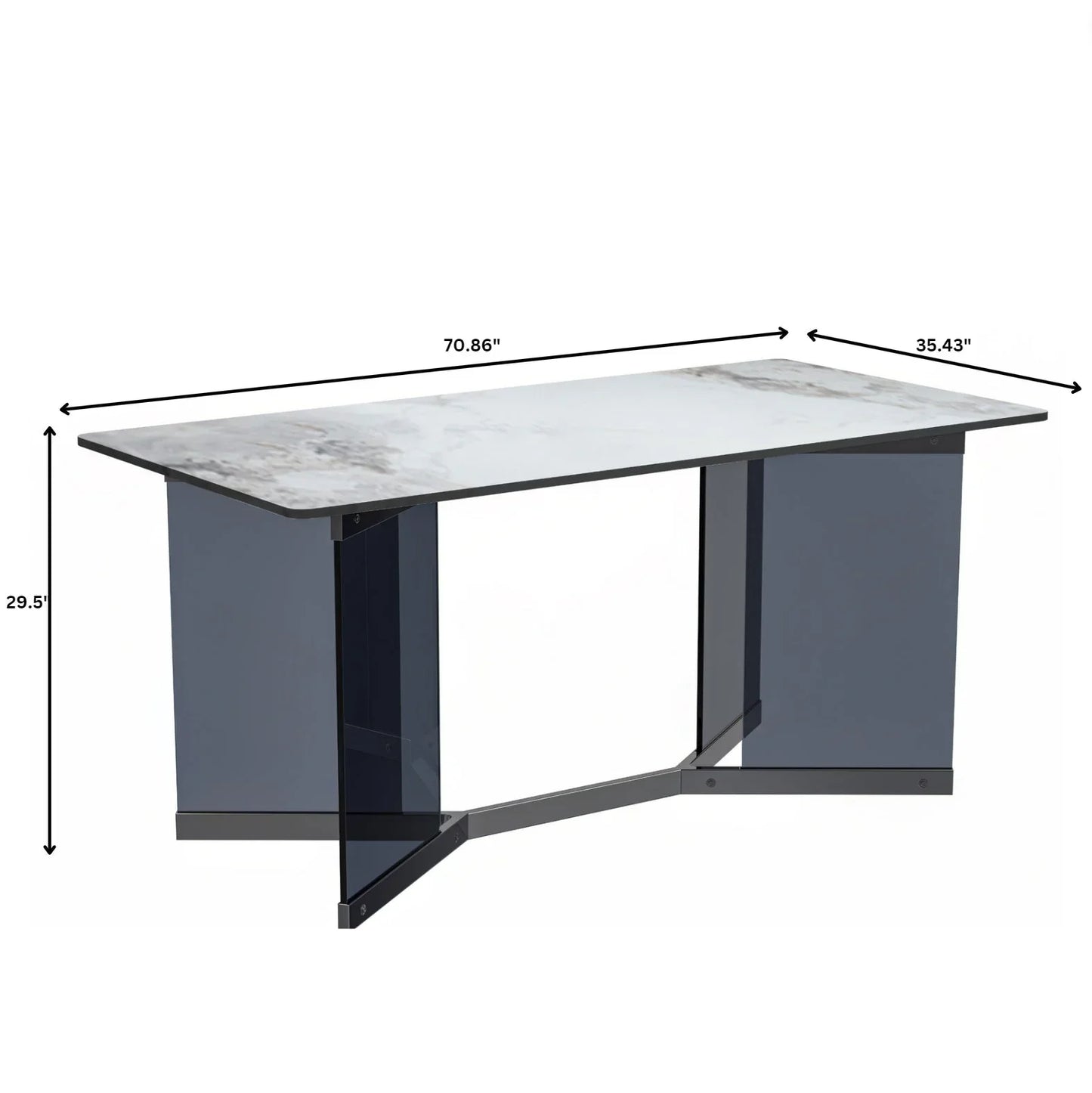 Oryn Modern Rectangular Dining Table with Glass/Sintered Stone Tabletop - Elax Furniture