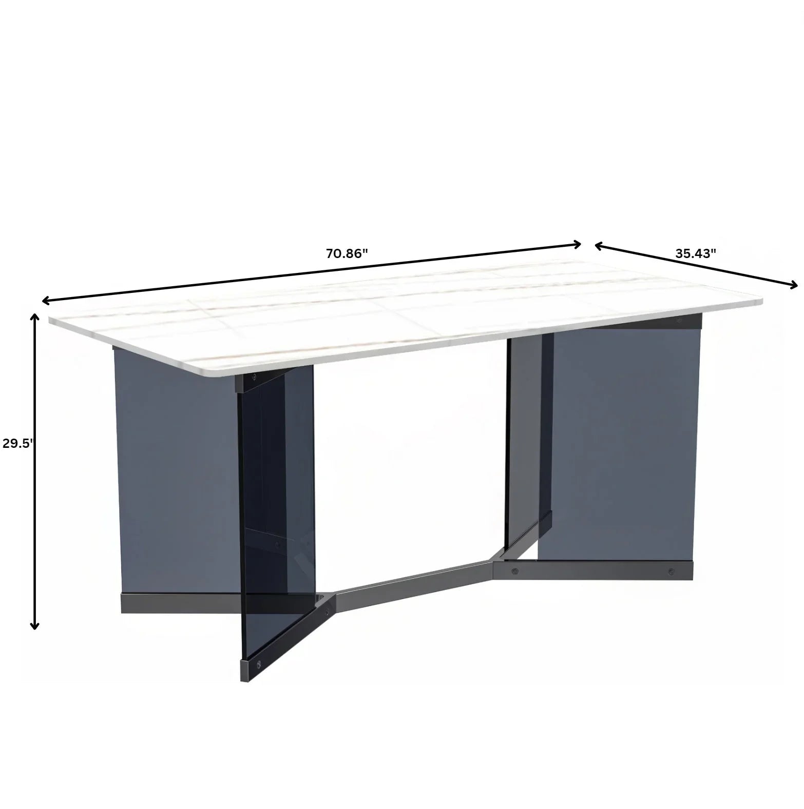 Oryn Modern Rectangular Dining Table with Glass/Sintered Stone Tabletop - Elax Furniture