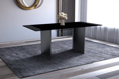 Olyra Dining Table with a Rectangular Glass/Sintered Stone Tabletop and Stainless Steel Base - Elax Furniture
