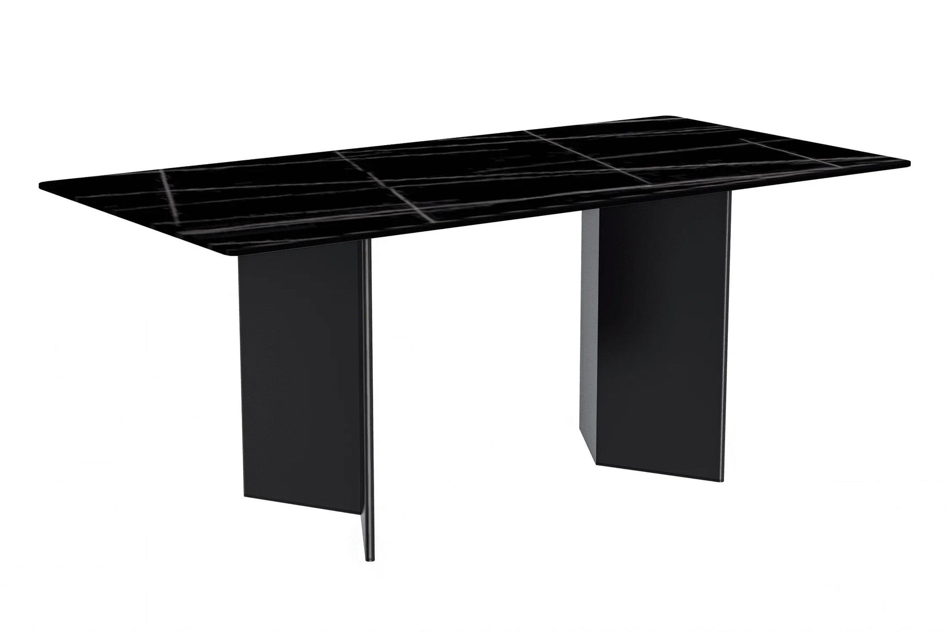 Olyra Dining Table with a Rectangular Glass/Sintered Stone Tabletop and Stainless Steel Base - Elax Furniture