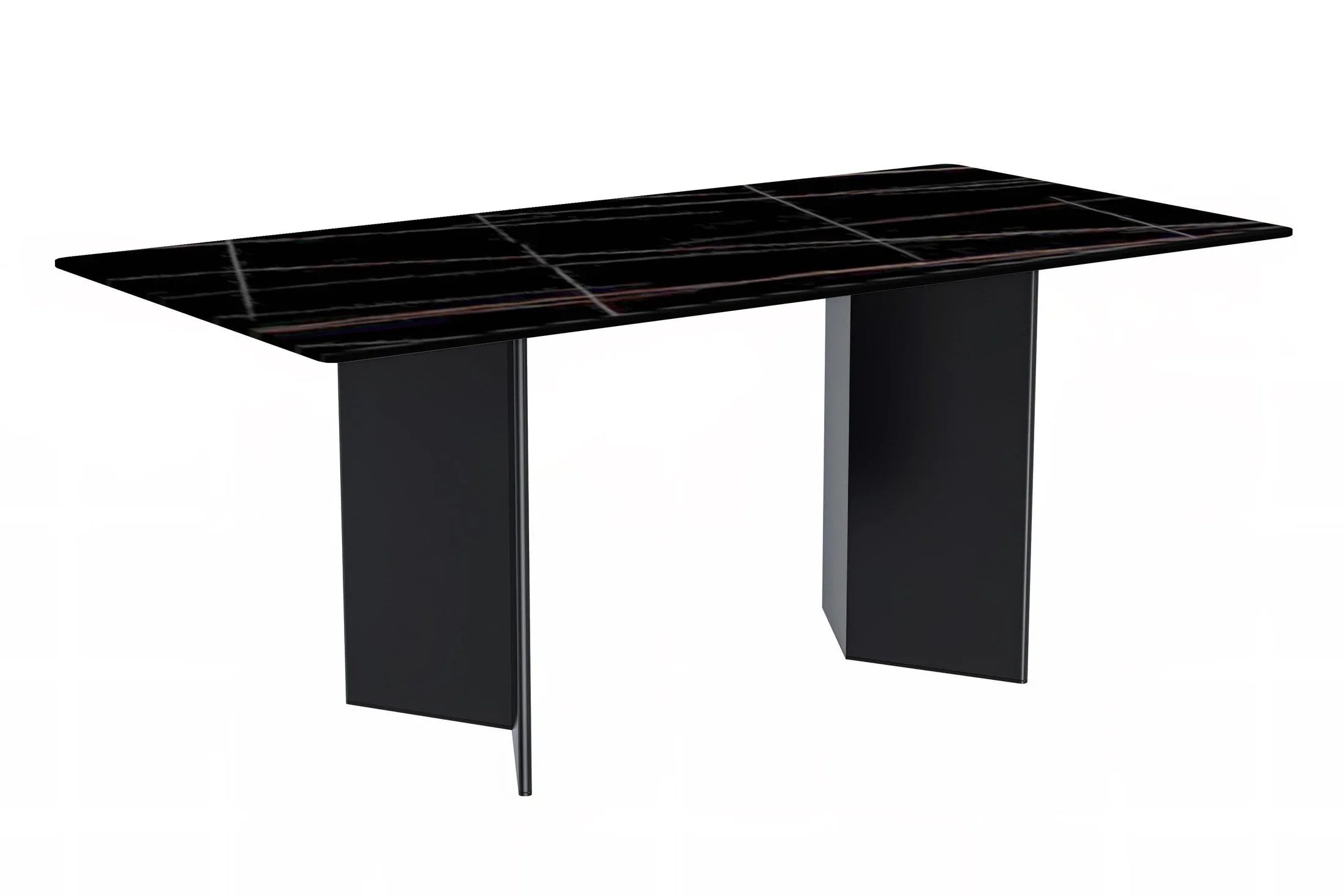 Olyra Dining Table with a Rectangular Glass/Sintered Stone Tabletop and Stainless Steel Base - Elax Furniture
