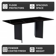 Olyra Dining Table with a Rectangular Glass/Sintered Stone Tabletop and Stainless Steel Base - Elax Furniture