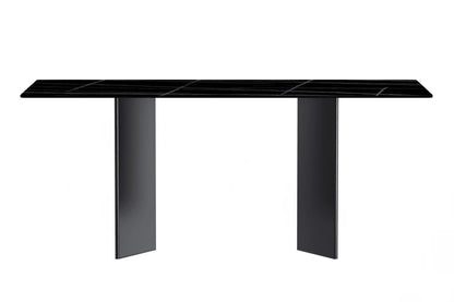 Olyra Dining Table with a Rectangular Glass/Sintered Stone Tabletop and Stainless Steel Base - Elax Furniture