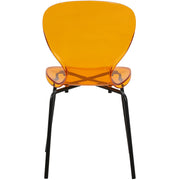 Oyster Modern Stackable Dining Side Chair with Chrome/White/Black Stainless Steel Legs Black Transparent Orange Dining Chair Leisuremod
