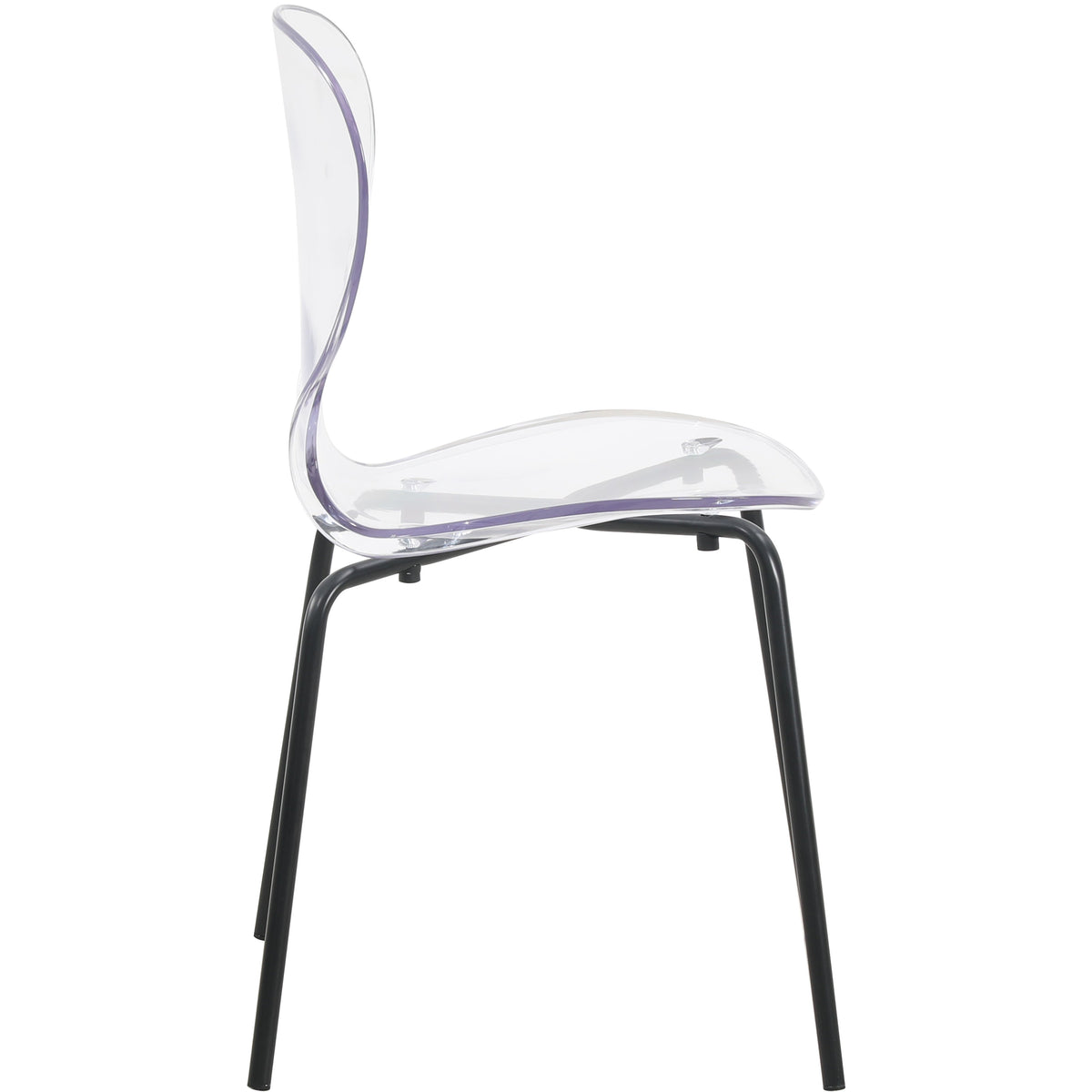 Oyster Modern Stackable Dining Side Chair with Chrome/White/Black Stainless Steel Legs Black Clear Dining Chair Leisuremod