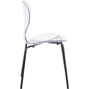 Oyster Modern Stackable Dining Side Chair with Chrome/White/Black Stainless Steel Legs Black Clear Dining Chair Leisuremod