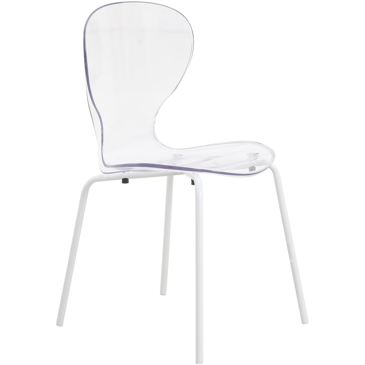 Oyster Modern Stackable Dining Side Chair with Chrome/White/Black Stainless Steel Legs White Clear Dining Chair Leisuremod