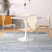 Oyster Modern Stackable Dining Side Chair with Chrome/White/Black Stainless Steel Legs Silver Transparent Amber Dining Chair Leisuremod