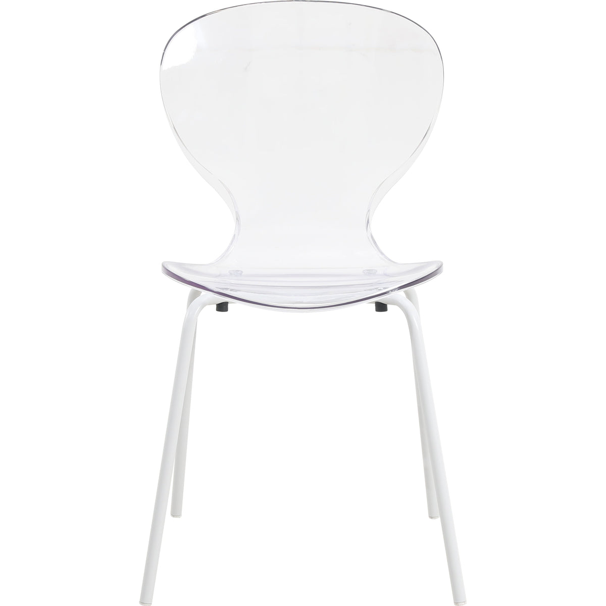 Oyster Modern Stackable Dining Side Chair with Chrome/White/Black Stainless Steel Legs White Clear Dining Chair Leisuremod