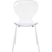 Oyster Modern Stackable Dining Side Chair with Chrome/White/Black Stainless Steel Legs White Clear Dining Chair Leisuremod