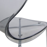 Oyster Modern Stackable Dining Side Chair with Chrome/White/Black Stainless Steel Legs Silver Transparent Black Dining Chair Leisuremod