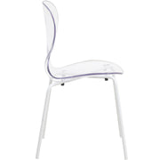 Oyster Modern Stackable Dining Side Chair with Chrome/White/Black Stainless Steel Legs White Clear Dining Chair Leisuremod