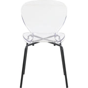 Oyster Modern Stackable Dining Side Chair with Chrome/White/Black Stainless Steel Legs Black Clear Dining Chair Leisuremod