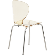 Oyster Modern Stackable Dining Side Chair with Chrome/White/Black Stainless Steel Legs Silver Transparent Amber Dining Chair Leisuremod