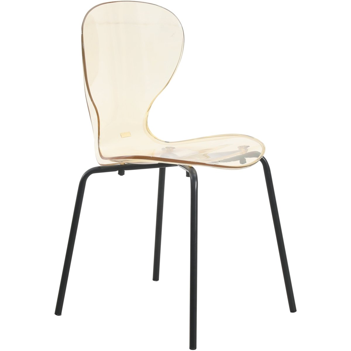 Oyster Modern Stackable Dining Side Chair with Chrome/White/Black Stainless Steel Legs Black Transparent Amber Dining Chair Leisuremod