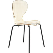 Oyster Modern Stackable Dining Side Chair with Chrome/White/Black Stainless Steel Legs Black Transparent Amber Dining Chair Leisuremod