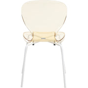 Oyster Modern Stackable Dining Side Chair with Chrome/White/Black Stainless Steel Legs White Transparent Amber Dining Chair Leisuremod