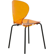 Oyster Modern Stackable Dining Side Chair with Chrome/White/Black Stainless Steel Legs Black Transparent Orange Dining Chair Leisuremod