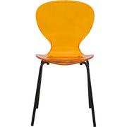 Oyster Modern Stackable Dining Side Chair with Chrome/White/Black Stainless Steel Legs Black Transparent Orange Dining Chair Leisuremod