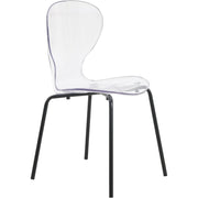 Oyster Modern Stackable Dining Side Chair with Chrome/White/Black Stainless Steel Legs Black Clear Dining Chair Leisuremod
