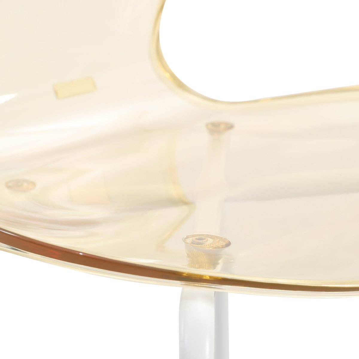 Oyster Modern Stackable Dining Side Chair with Chrome/White/Black Stainless Steel Legs White Transparent Amber Dining Chair Leisuremod