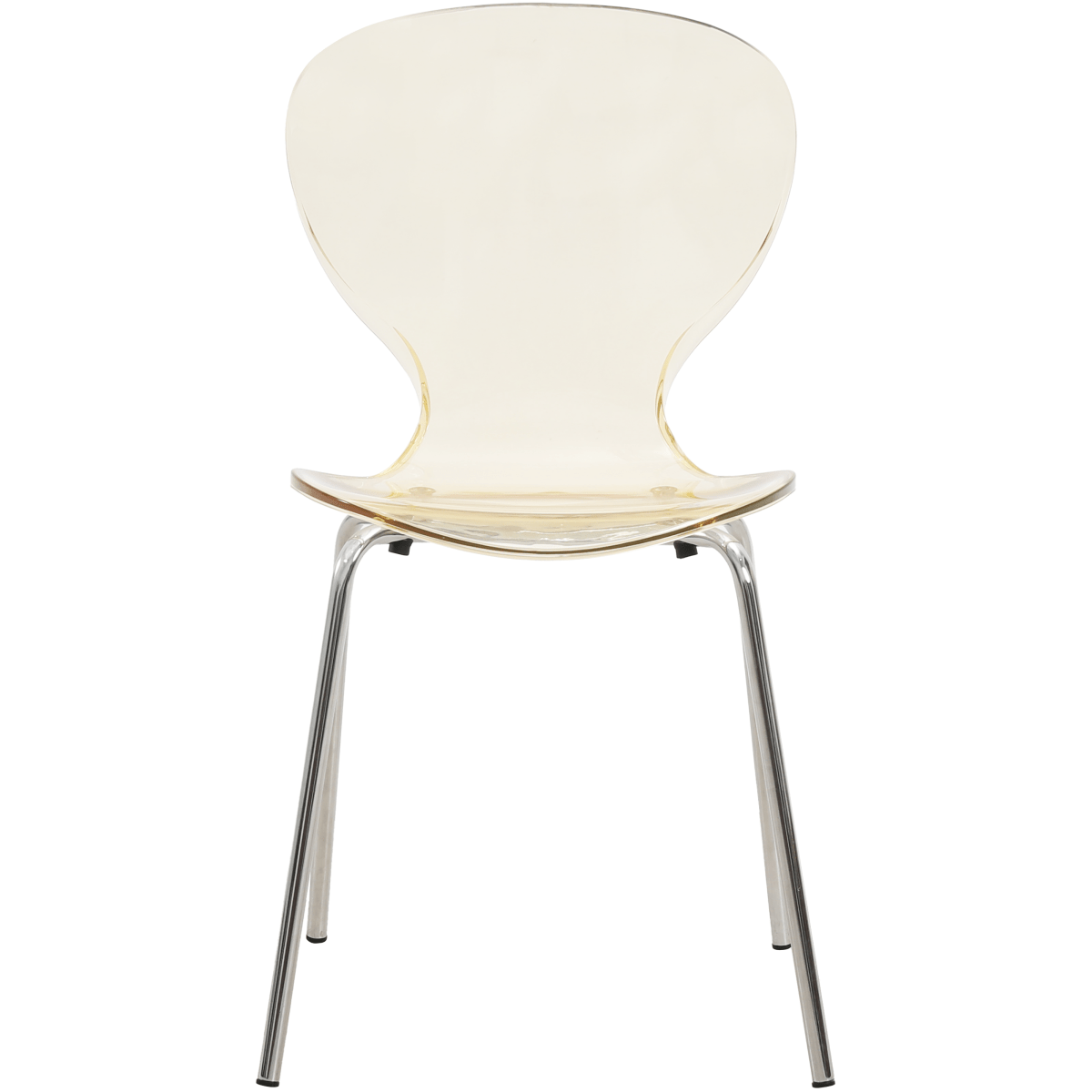 Oyster Modern Stackable Dining Side Chair with Chrome/White/Black Stainless Steel Legs Silver Transparent Amber Dining Chair Leisuremod