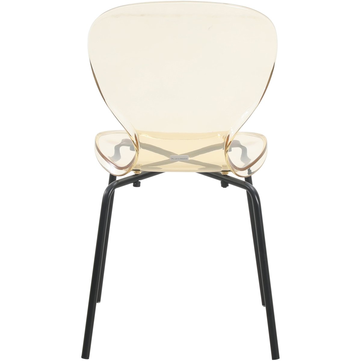 Oyster Modern Stackable Dining Side Chair with Chrome/White/Black Stainless Steel Legs Black Transparent Amber Dining Chair Leisuremod