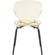 Oyster Modern Stackable Dining Side Chair with Chrome/White/Black Stainless Steel Legs Black Transparent Amber Dining Chair Leisuremod