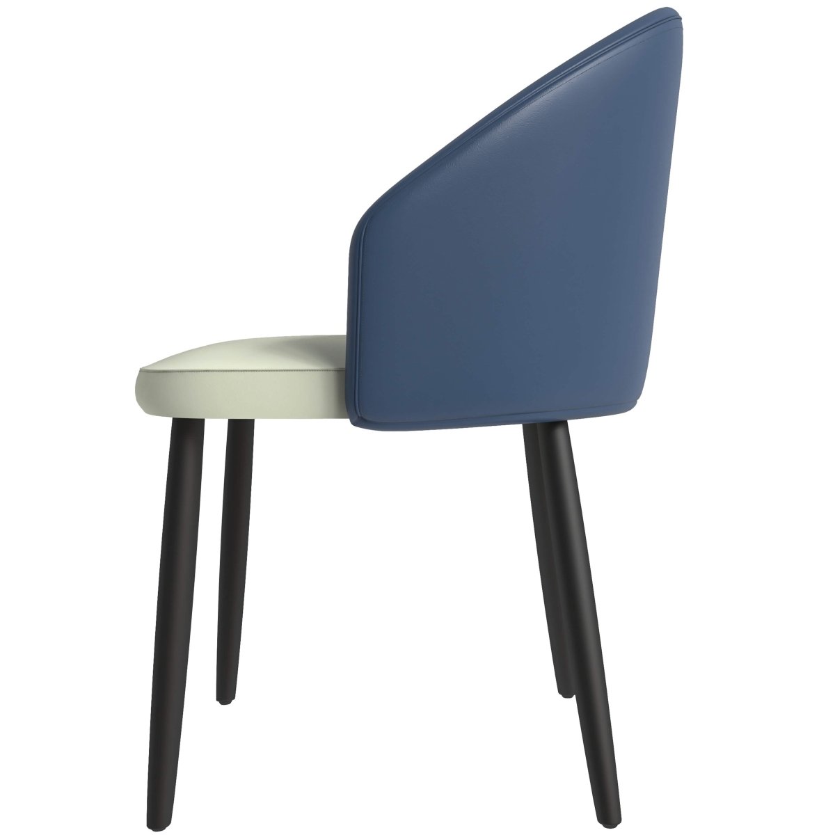 Paradiso Dining Chairs Leather Seat and Curved Back with Oak Wood Legs Blue White Dining Chair Leisuremod