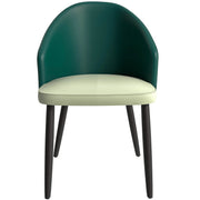 Paradiso Dining Chairs Leather Seat and Curved Back with Oak Wood Legs Green Light Grey Dining Chair Leisuremod