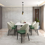 Paradiso Dining Chairs Leather Seat and Curved Back with Oak Wood Legs Taupe Green Dining Chair Leisuremod