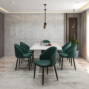 Paradiso Dining Chairs Leather Seat and Curved Back with Oak Wood Legs Green Dining Chair Leisuremod