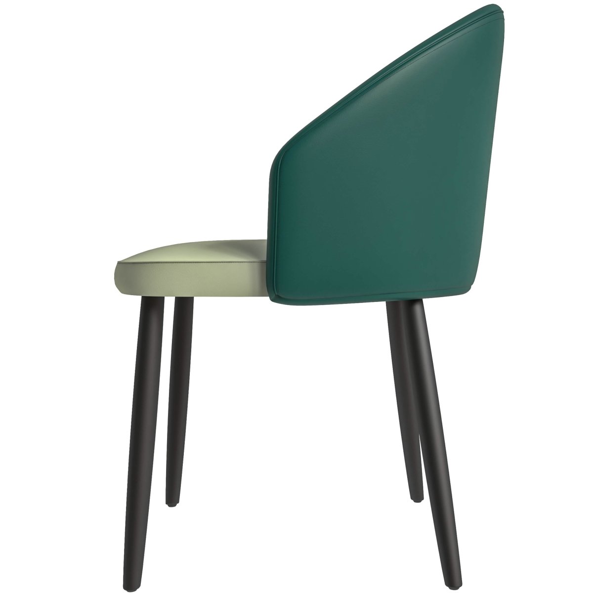 Paradiso Dining Chairs Leather Seat and Curved Back with Oak Wood Legs Green Light Grey Dining Chair Leisuremod
