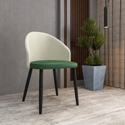 Paradiso Dining Chairs Leather Seat and Curved Back with Oak Wood Legs Taupe Green Dining Chair Leisuremod