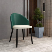 Paradiso Dining Chairs Leather Seat and Curved Back with Oak Wood Legs Green Light Grey Dining Chair Leisuremod