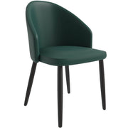Paradiso Dining Chairs Leather Seat and Curved Back with Oak Wood Legs Green Dining Chair Leisuremod