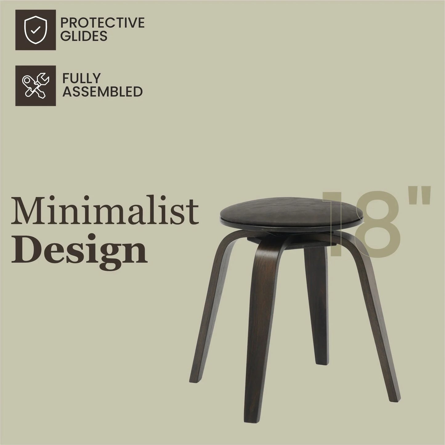 Pelya Mordern Wooden Dining Stool With Walnut Color Frame - Elax Furniture