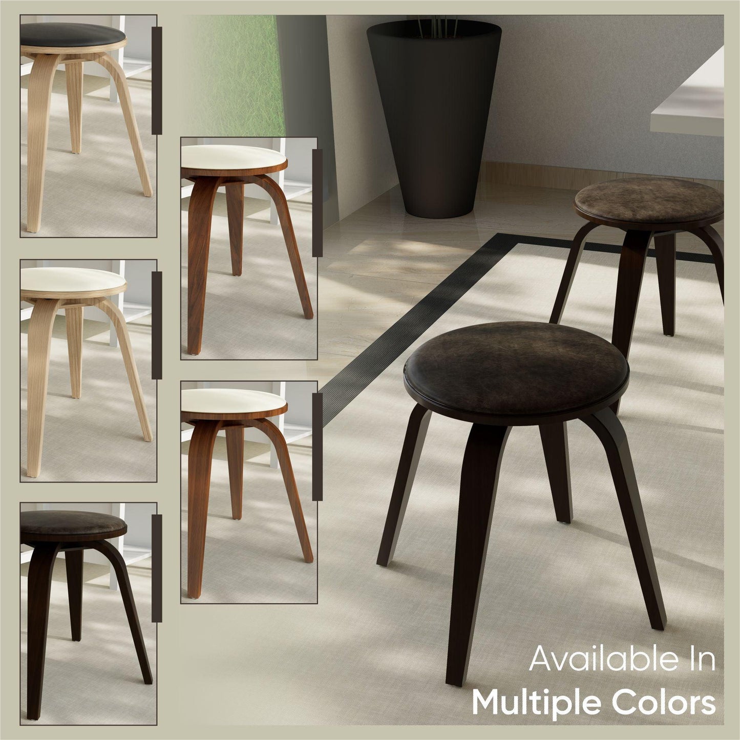 Pelya Mordern Wooden Dining Stool With Walnut Color Frame - Elax Furniture
