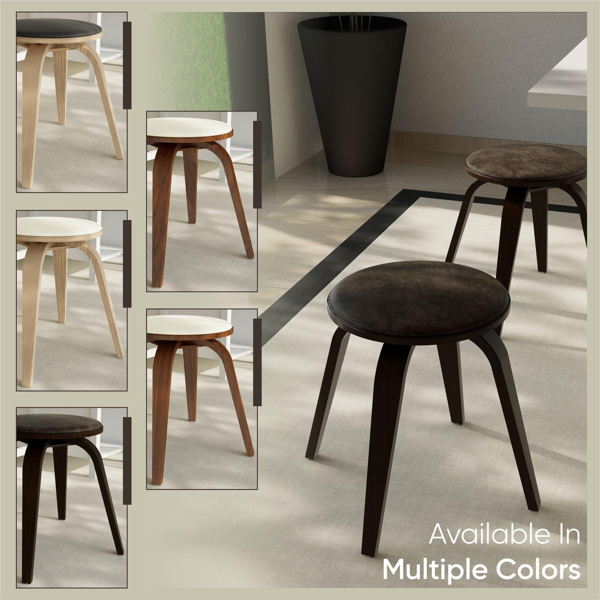 Pelya Mordern Wooden Dining Stool With Walnut Color Frame - Elax Furniture