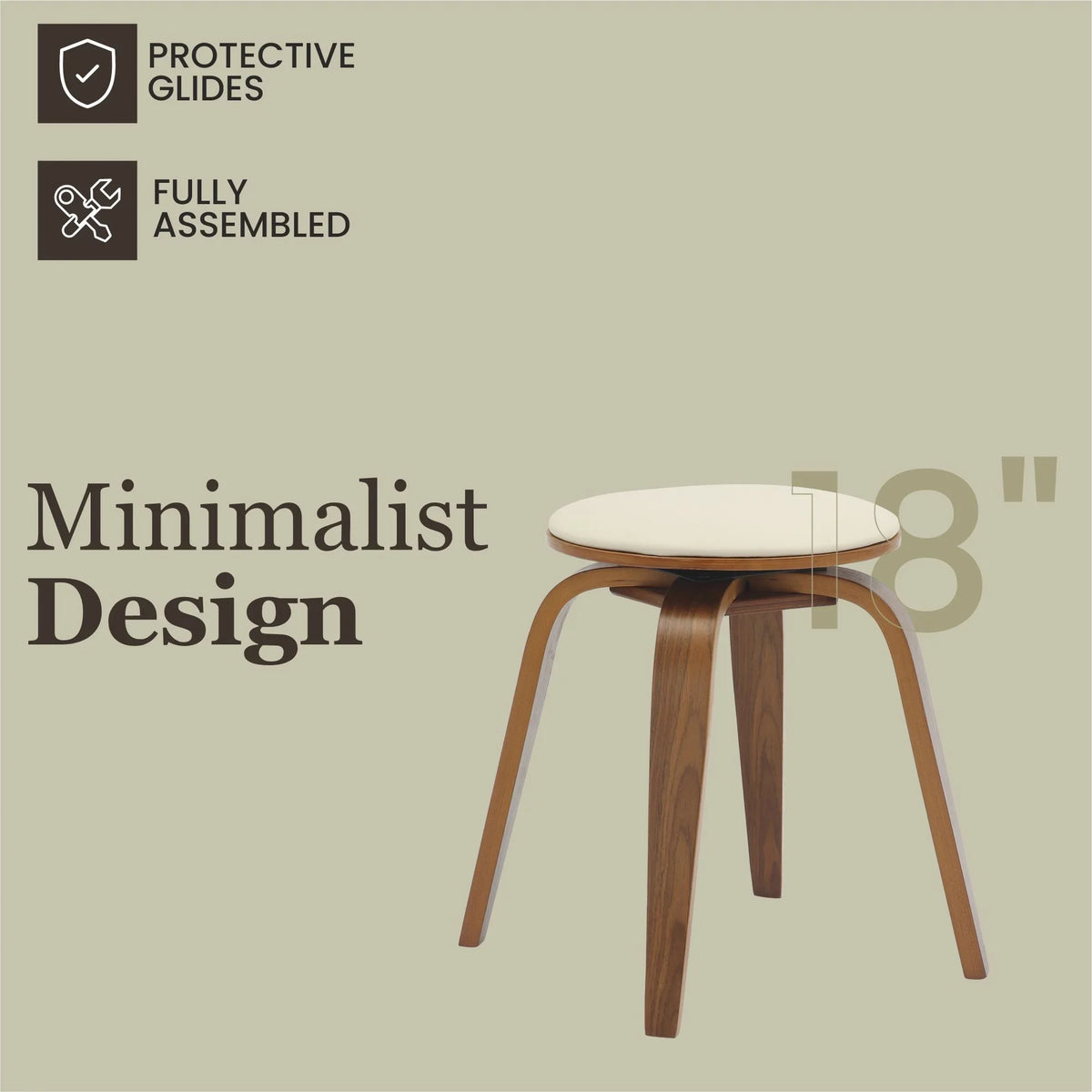 Pelya Mordern Wooden Dining Stool With Walnut Color Frame - Elax Furniture