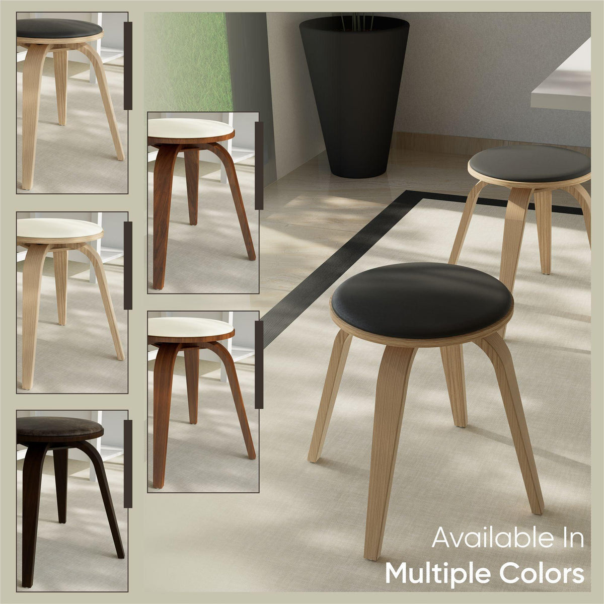 Pelya Mordern Wooden Dining Stool With Walnut Color Frame - Elax Furniture