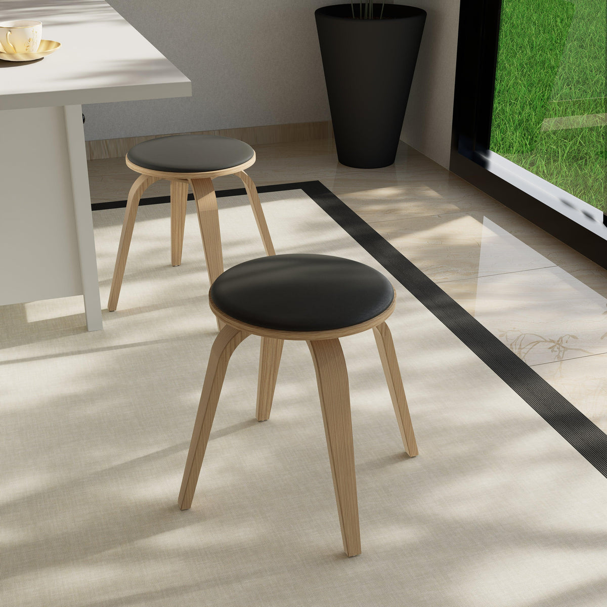 Pelya Mordern Wooden Dining Stool With Walnut Color Frame - Elax Furniture