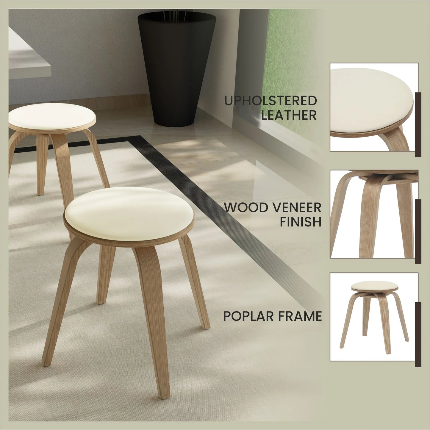 Pelya Mordern Wooden Dining Stool With Walnut Color Frame - Elax Furniture