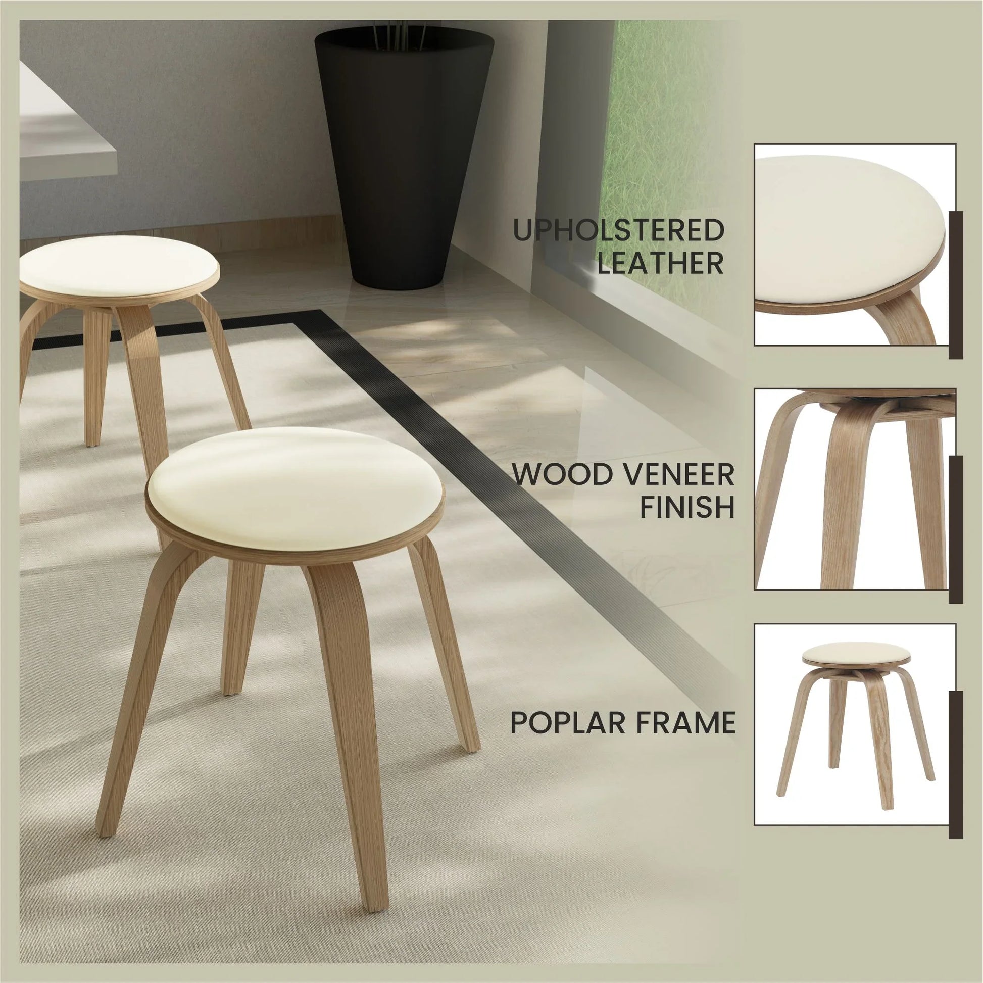 Pelya Mordern Wooden Dining Stool With Walnut Color Frame - Elax Furniture