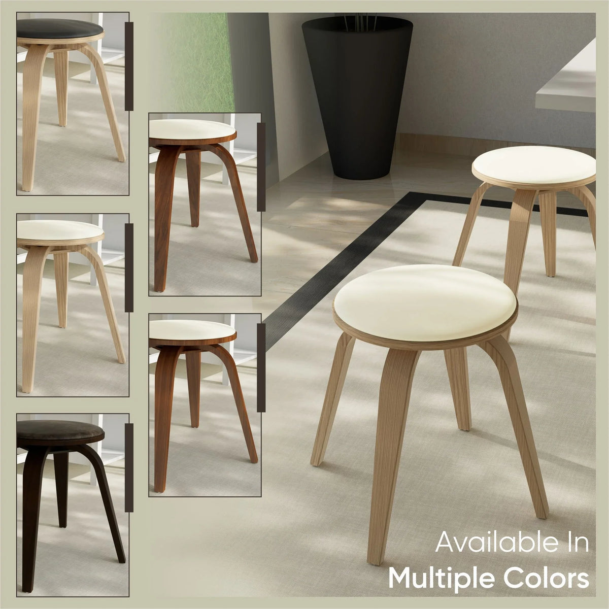 Pelya Mordern Wooden Dining Stool With Walnut Color Frame - Elax Furniture