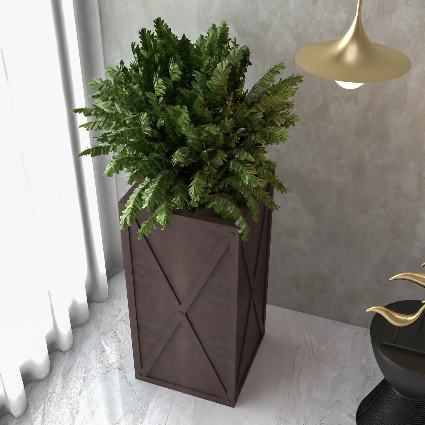 Papyrus Indoor Outdoor Fiberstone and Clay Rectangular Planter with Drainage Holes - Elax Furniture