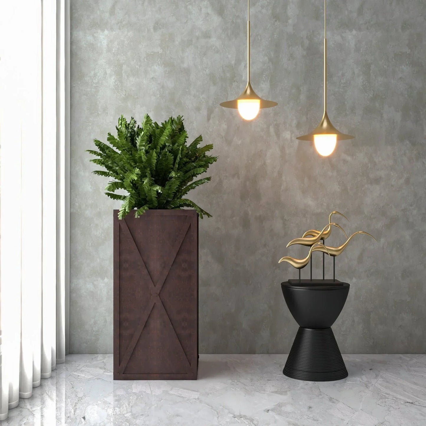 Papyrus Indoor Outdoor Fiberstone and Clay Rectangular Planter with Drainage Holes - Elax Furniture