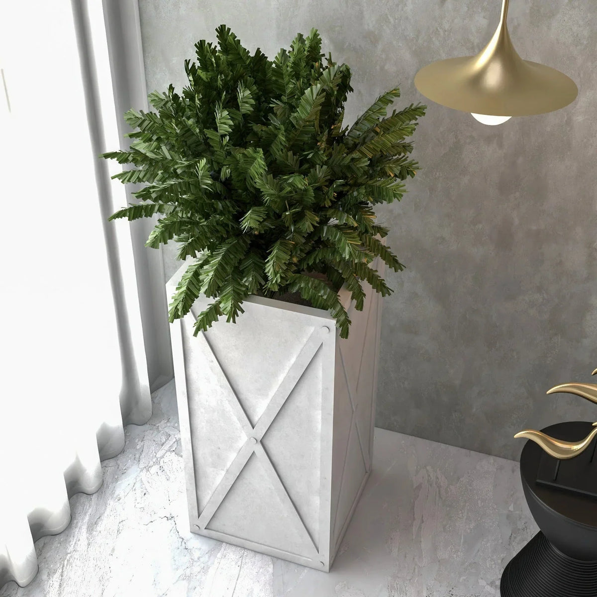Papyrus Indoor Outdoor Fiberstone and Clay Rectangular Planter with Drainage Holes - Elax Furniture