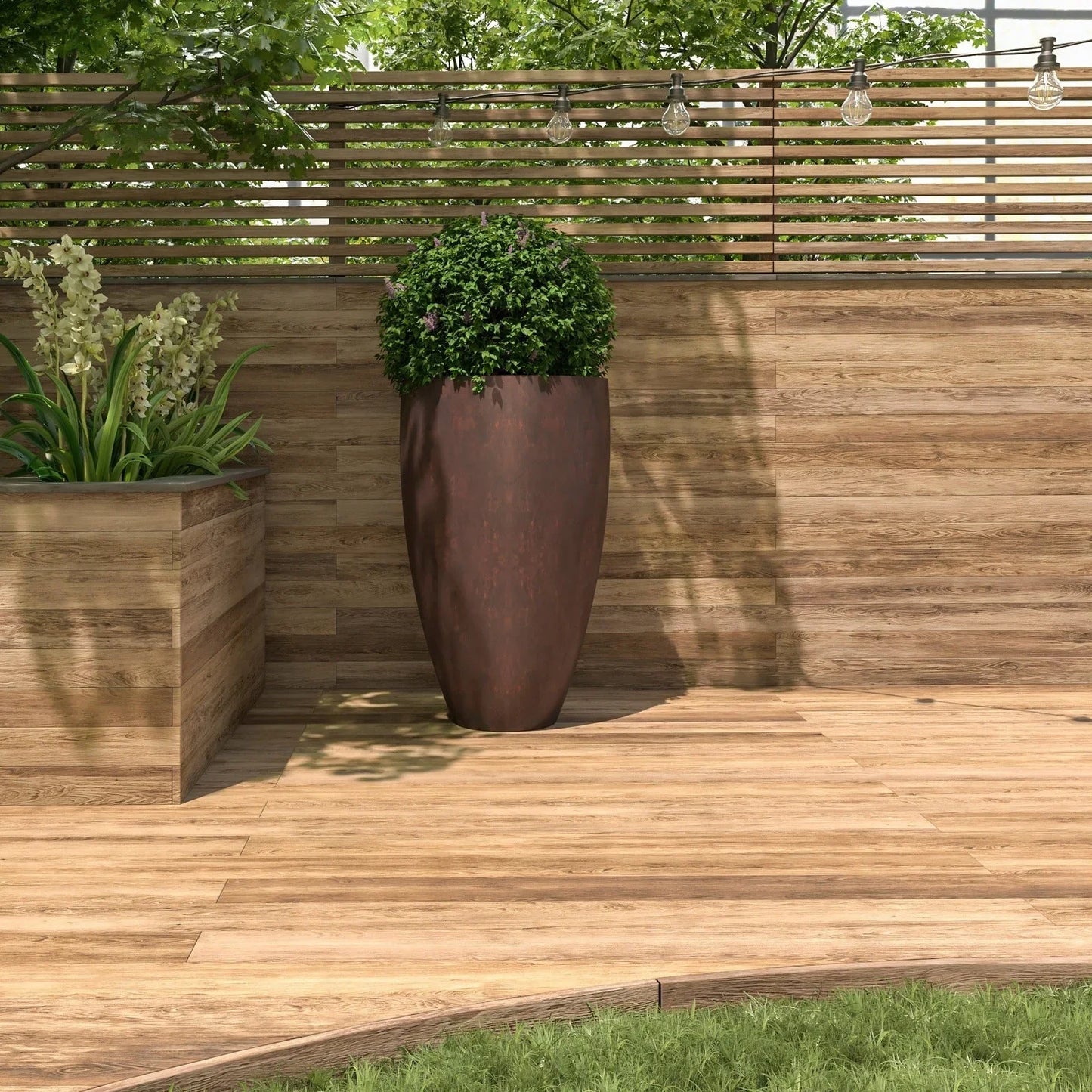 Petal Tapered Round Planter in Fiberstone and Clay for Indoor and Outdoor - Elax Furniture